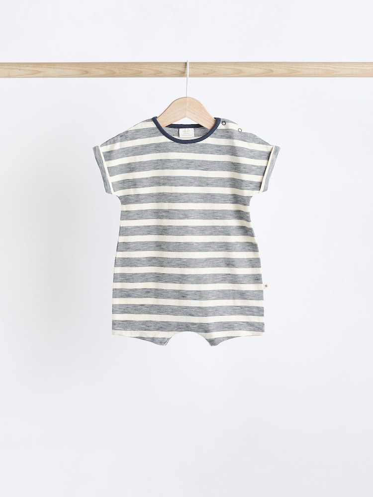Dinozaur bleumarin - Grandad Button Neck 4 Pack Baby Rompers - Image 4 of 11