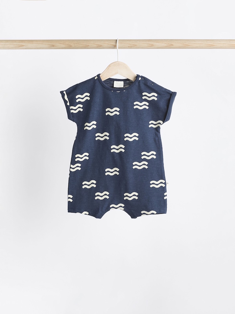 Dinozaur bleumarin - Grandad Button Neck 4 Pack Baby Rompers - Image 5 of 11