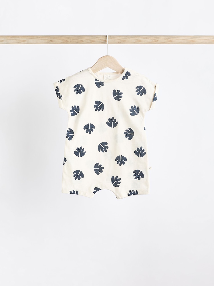 Dinozaur bleumarin - Grandad Button Neck 4 Pack Baby Rompers - Image 6 of 11