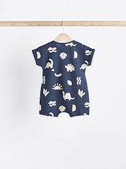 Navy Dinosaur Baby Jersey Rompers 4 Pack - Image 7 of 11