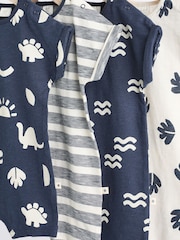 Navy Dinosaur Baby Jersey Rompers 4 Pack - Image 8 of 11