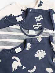 Navy Dinosaur Baby Jersey Rompers 4 Pack - Image 9 of 11