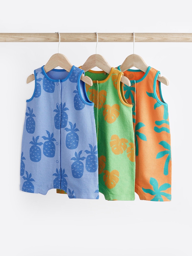 Leuchtendes Palmenmuster - Baby-Strampler mit Trägern im 3er-Pack - Bild 1 von 6