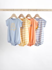 Pale Blue Baby Bloomer Jersey Rompers 4 Pack - Image 1 of 5
