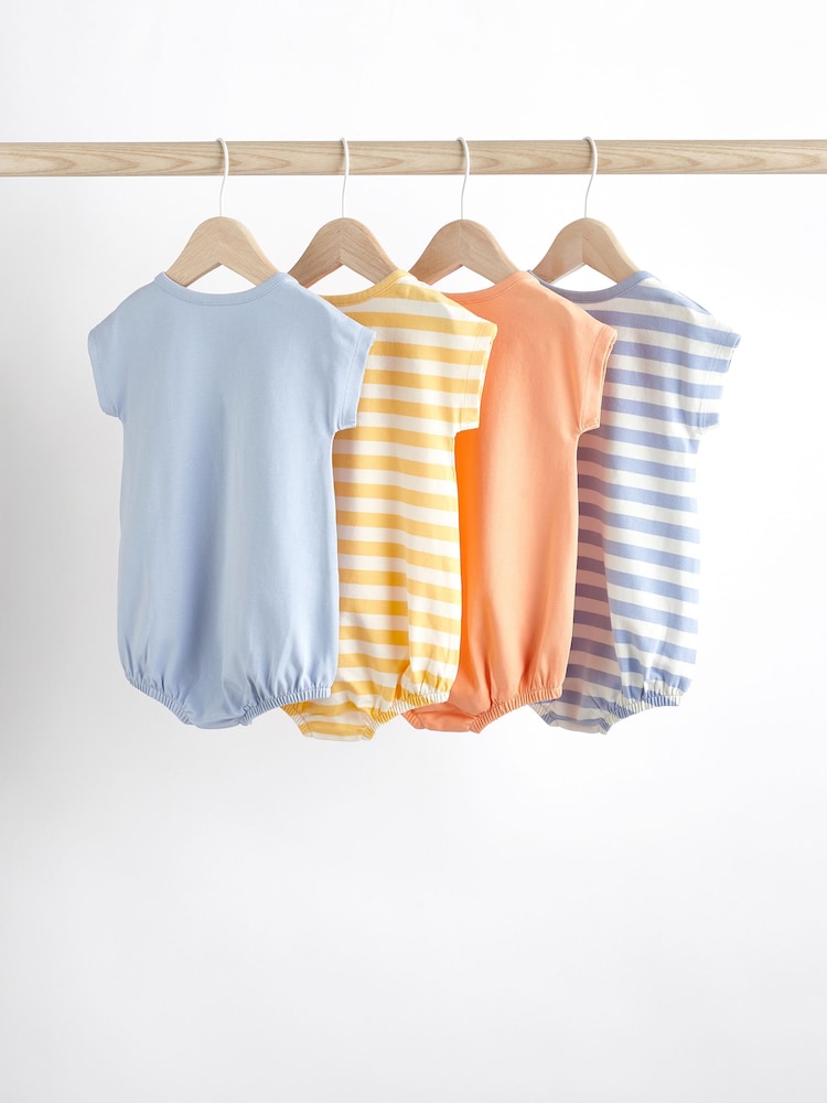 Pale Blue Baby Bloomer Jersey Rompers 4 Pack - Image 2 of 5