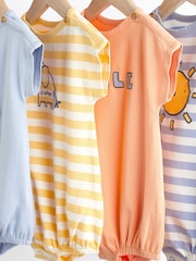 Pale Blue Baby Bloomer Jersey Rompers 4 Pack - Image 3 of 5