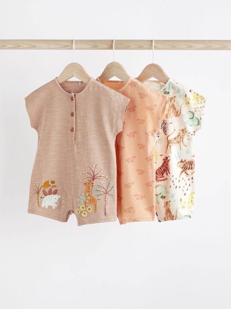 Nevtralna safari - dojenček Jersey 100% Cotton haljica za igranje 3 komplet - Slika 1 iz 6