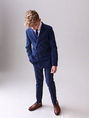 Blue/Navy Check Double Breasted Jacket (3-16yrs) - Image 2 of 8