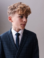 Blue/Navy Check Double Breasted Jacket (3-16yrs) - Image 4 of 8