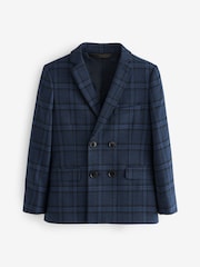Blue/Navy Check Double Breasted Jacket (3-16yrs) - Image 5 of 8