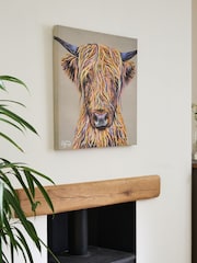 Natural Artist Collection Harry The Highland Cow by Emily Howard Medium Canvas Wall Art - Image 3 of 6