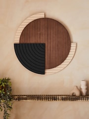 Brown and Black Bronx Wood Circular Wall Art - Image 1 of 6