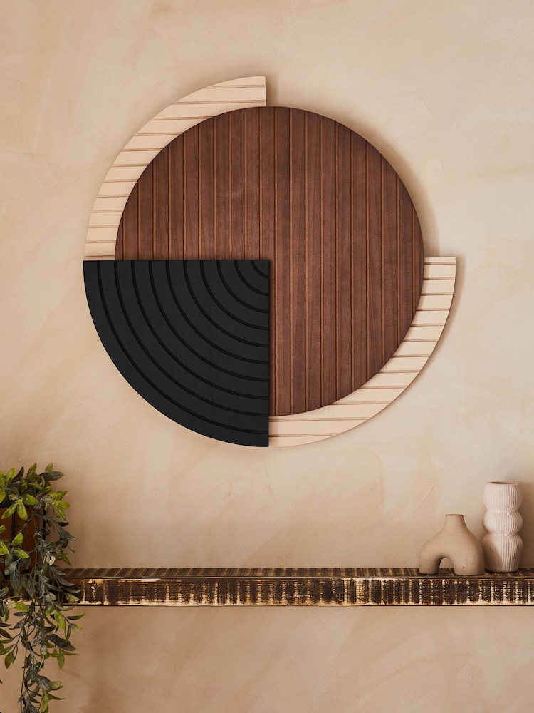 Brown and Black Bronx Wood Circular Wall Art - Image 1 of 6