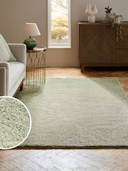 Sage Green Cosy Washable Shaggy Rug - Image 1 of 6