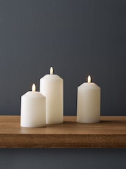 Set of 3 Cream Real Wax Unfragranced LED Pillar Candles - Image 1 of 2