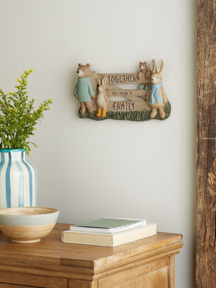 Wood Effect Rosie Rabbit and Bertie Bear Family Wall Art - Image 2 of 5 Wood Effect Rosie Rabbit and Bertie Bear Family Wall Art - Image 2 of 5