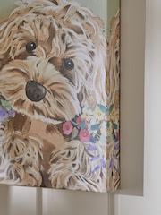 Sage Green Charlie Cockapoo Dog with Flowers Canvas Wall Art - Image 3 of 5