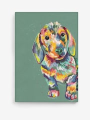 Green Sausage Dog Canvas Wall Art - Image 2 of 2