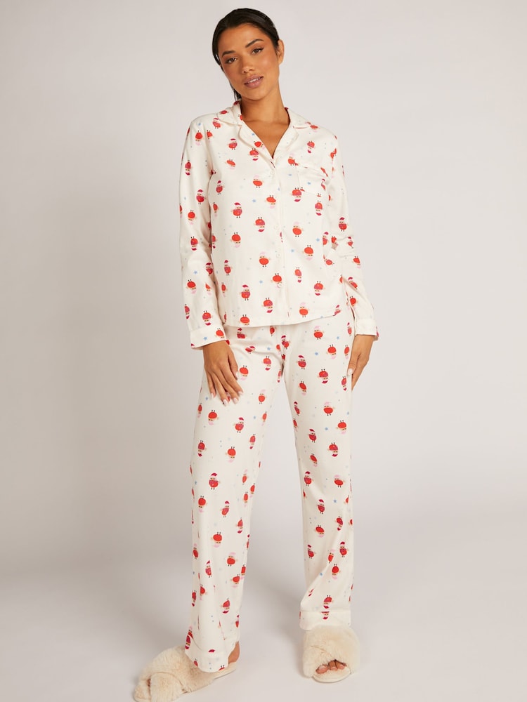 Boux Avenue White Cosy Supersoft Fleece Christmas Robin Pyjamas - Image 1 of 5