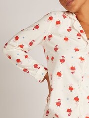 Boux Avenue White Cosy Supersoft Fleece Christmas Robin Pyjamas - Image 4 of 5