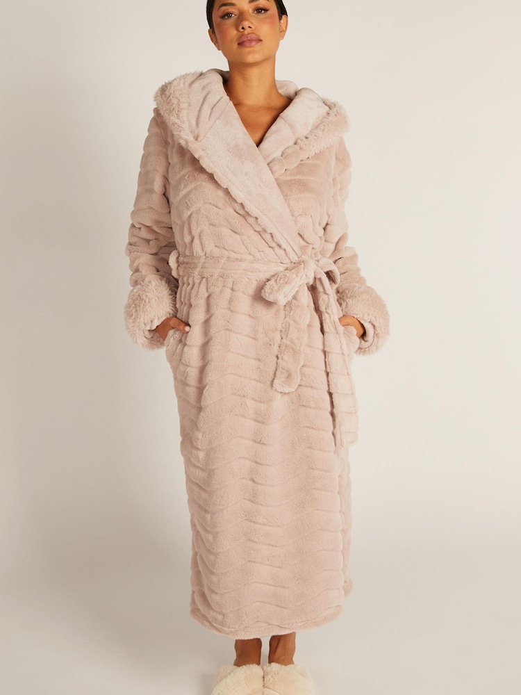 Boux Avenue Langer, superweicher Morgenmantel mit Sparrenmuster, Staubrosa - Bild 1 von 3 Boux Avenue Langer, superweicher Morgenmantel mit Sparrenmuster, Staubrosa - Bild 1 von 3