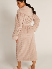 Boux Avenue Langer, superweicher Morgenmantel mit Sparrenmuster, Staubrosa - Bild 2 von 3