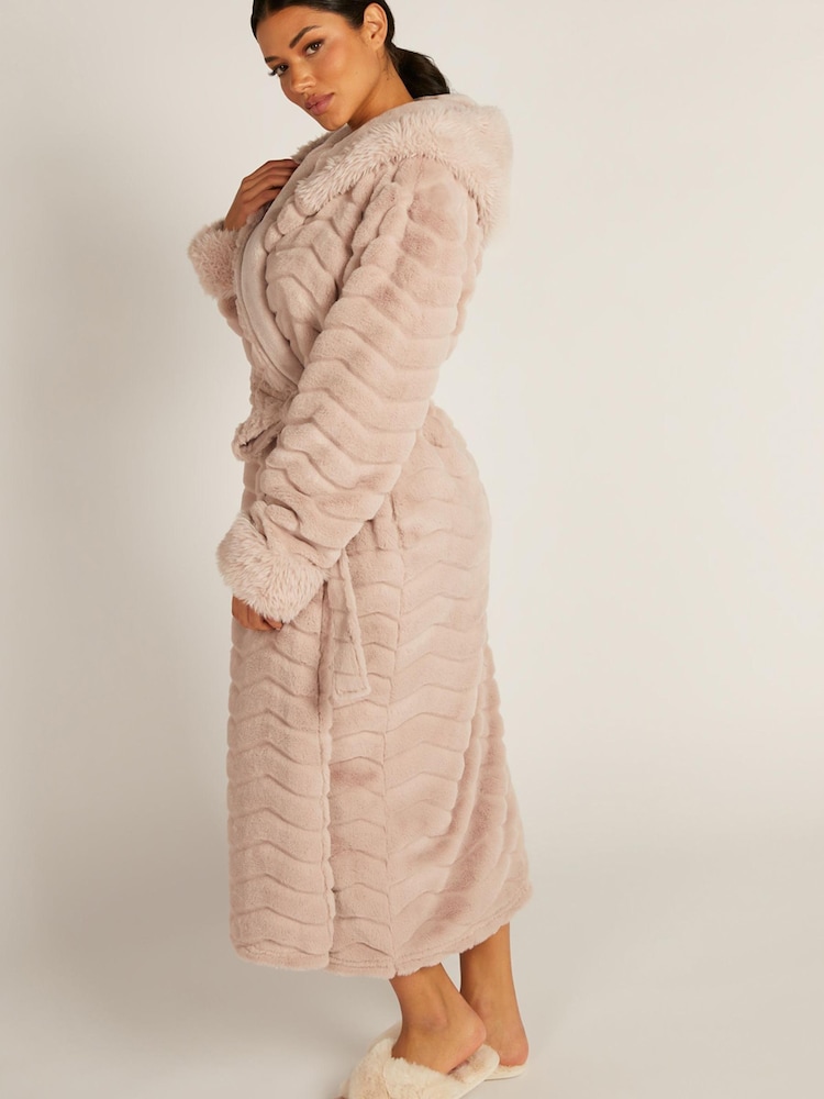 Boux Avenue Langer, superweicher Morgenmantel mit Sparrenmuster, Staubrosa - Bild 3 von 3 Boux Avenue Langer, superweicher Morgenmantel mit Sparrenmuster, Staubrosa - Bild 3 von 3