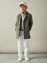 Reiss Green Smoke Gable 13-14 yrs Single Breasted Overcoat - Image 1 of 3