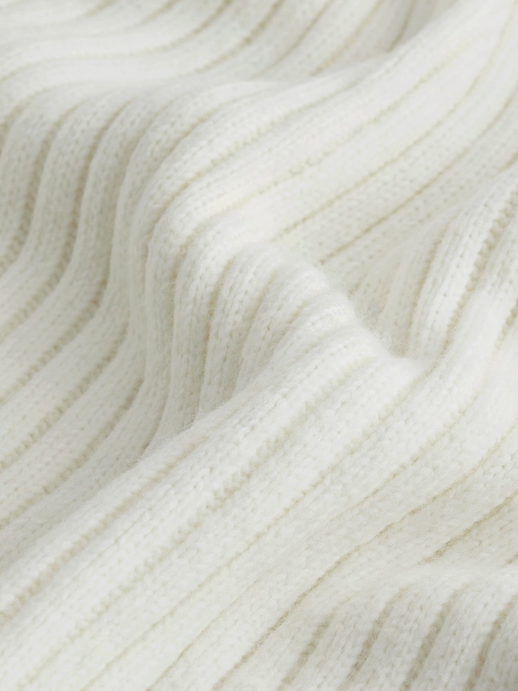 Ecru White High Neck Ribbed Knitted Tank Vest Top - Image 6 of 6