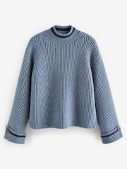 Blau/Zierstreifen - Pullover mit Stehkragen - Bild 5 von 6