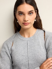 Grey Co-ord 30% Wool Ribbed Bolero Cardigan - Image 4 of 6