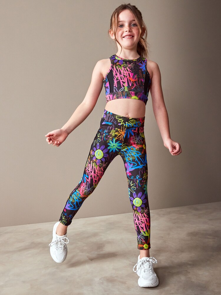 Noir Graffiti - Legging style sport (3 à 16 ans) - Image 2 of 5