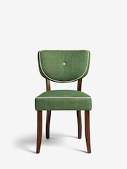 Nina Campbell Set of 2 Carmel Green Ashburn Walnut Effect Leg Dining Chairs - Image 2 of 7