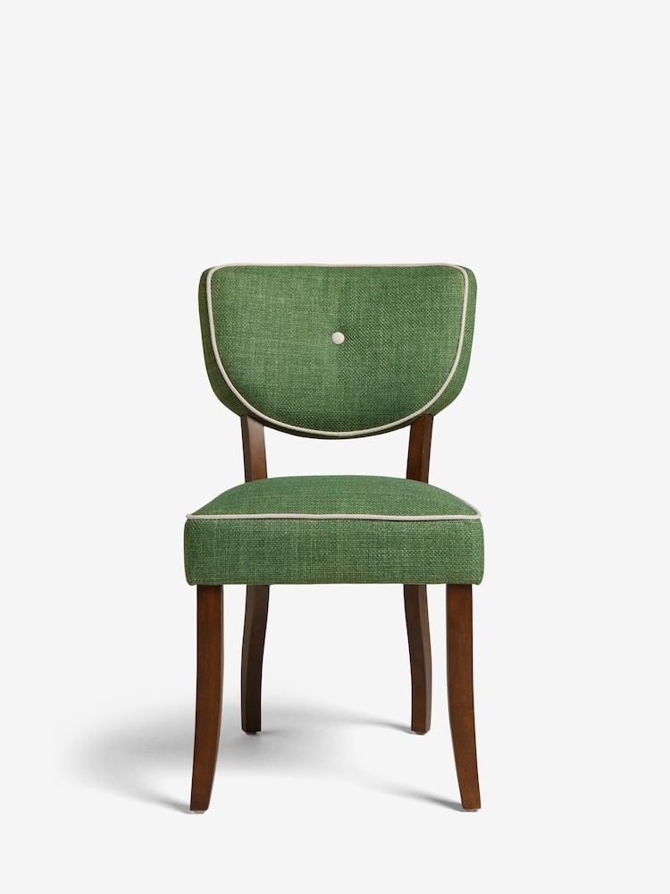 Nina Campbell Set of 2 Carmel Green Ashburn Walnut Effect Leg Dining Chairs - Image 2 of 7