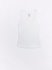 River Island White 100% Cotton Scoop Neck Tank Top - Image 5 of 6