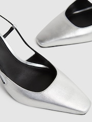 Reiss Silver Demi Metallic Slingback Heels - Image 5 of 5