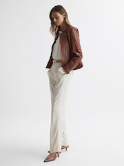 Reiss Taupe Jade Leather Slingback Heels - Image 2 of 5