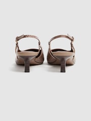 Reiss Taupe Jade Leather Slingback Heels - Image 4 of 5