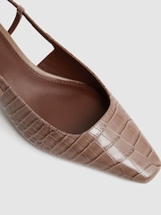 Reiss Taupe Jade Leather Slingback Heels - Image 5 of 5