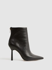 Reiss Black Lyra Signature Leather Ankle Boots - Image 1 of 5