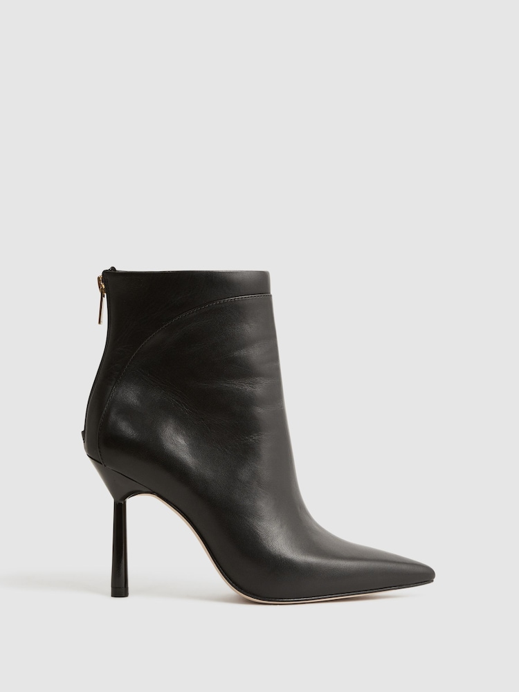 Reiss Black Lyra Signature Leather Ankle Boots - Image 1 of 5