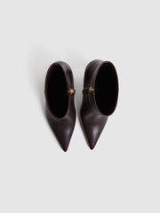 Reiss Burgundy Vanessa Leather Heeled Ankle Boots - Image 3 of 5