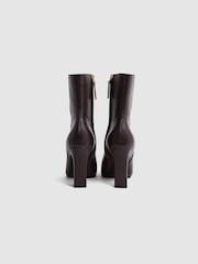 Reiss Burgundy Vanessa Leather Heeled Ankle Boots - Image 4 of 5