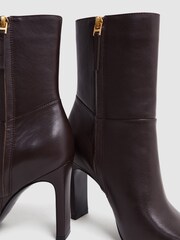 Reiss Burgundy Vanessa Leather Heeled Ankle Boots - Image 5 of 5