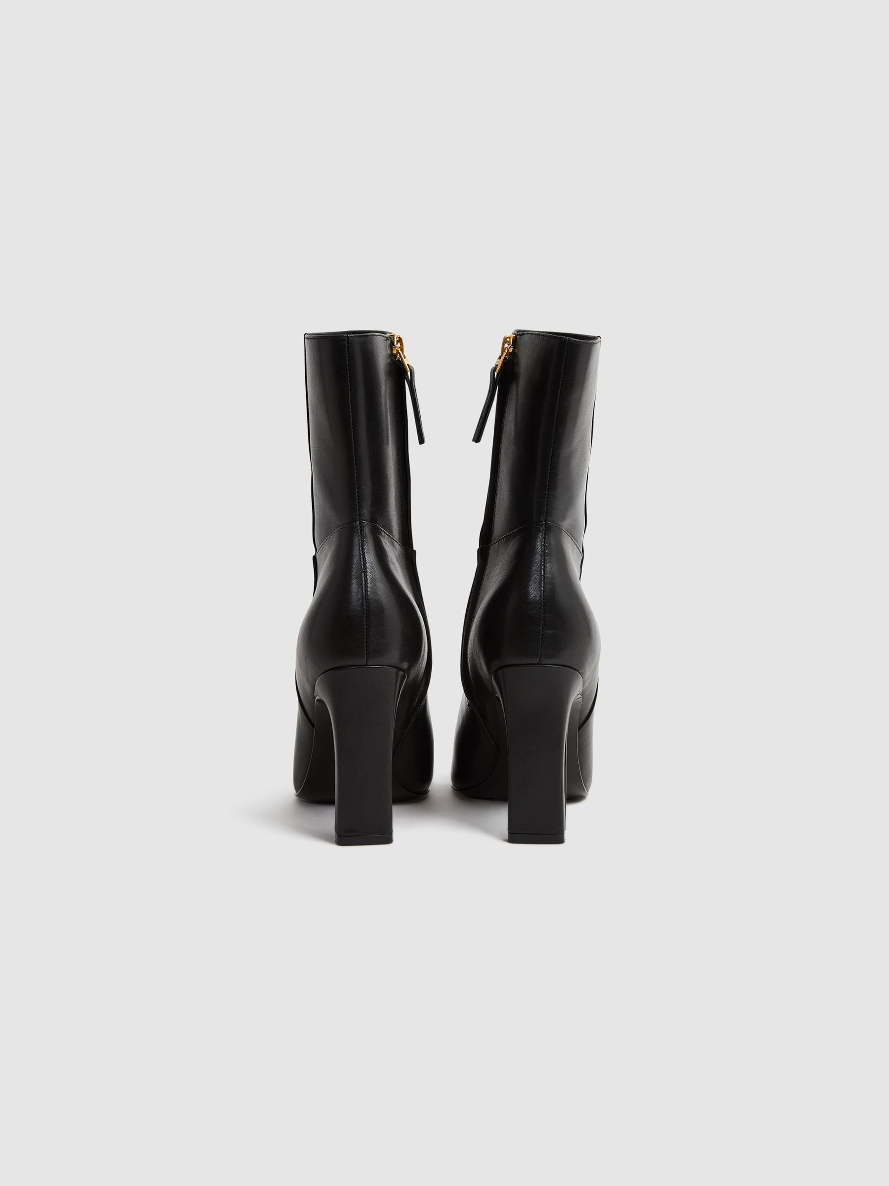 Buy Reiss Black Vanessa Leather Heeled Ankle Boots from Next Luxembourg
