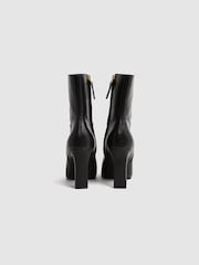 Reiss Black Vanessa Leather Heeled Ankle Boots - Image 4 of 5