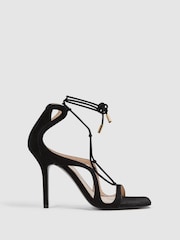 Reiss Black Kate Leather Strappy High Heel Sandals - Image 1 of 4