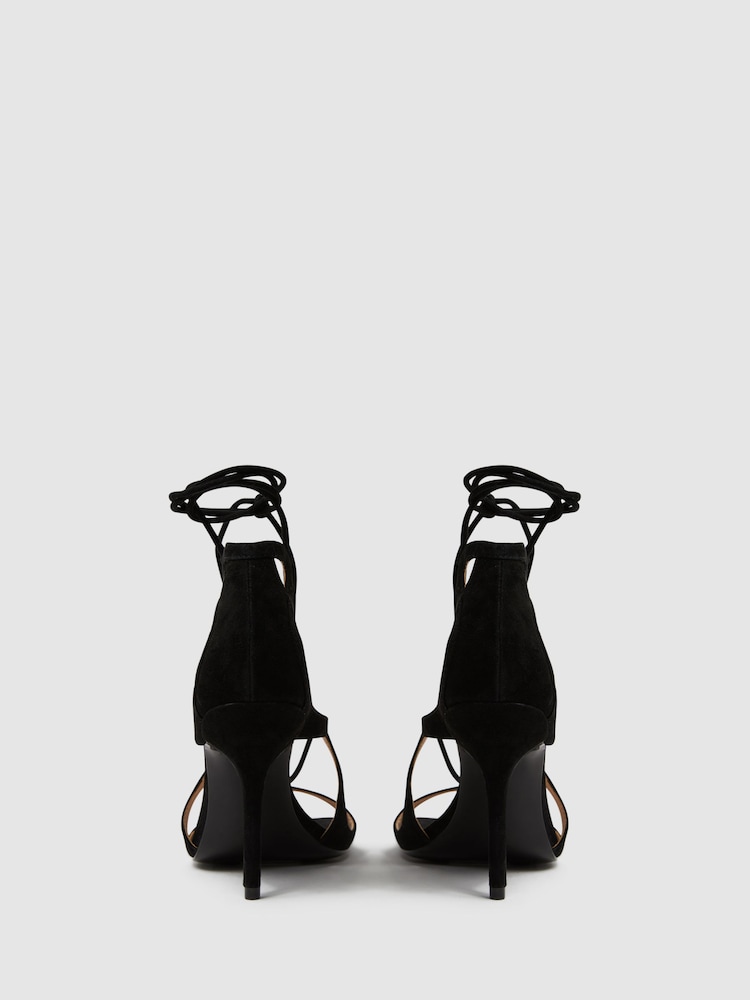 Reiss Black Kate Leather Strappy High Heel Sandals - Image 4 of 4