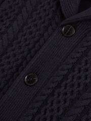 Reiss Navy Ashbury Senior Cable Knitted Cardigan - Image 6 of 6