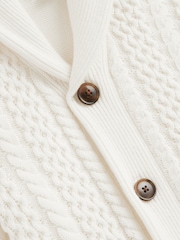 Reiss Ecru Ashbury Senior Cable Knitted Cardigan - Image 6 of 6